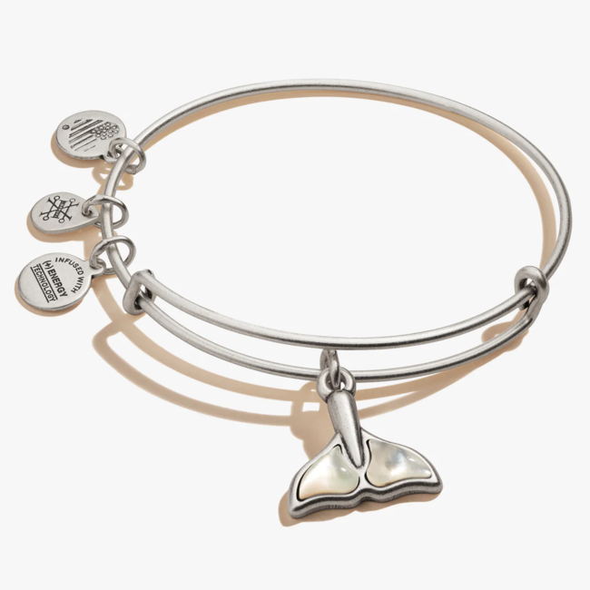 Whale Tail Charm Bangle in Silver