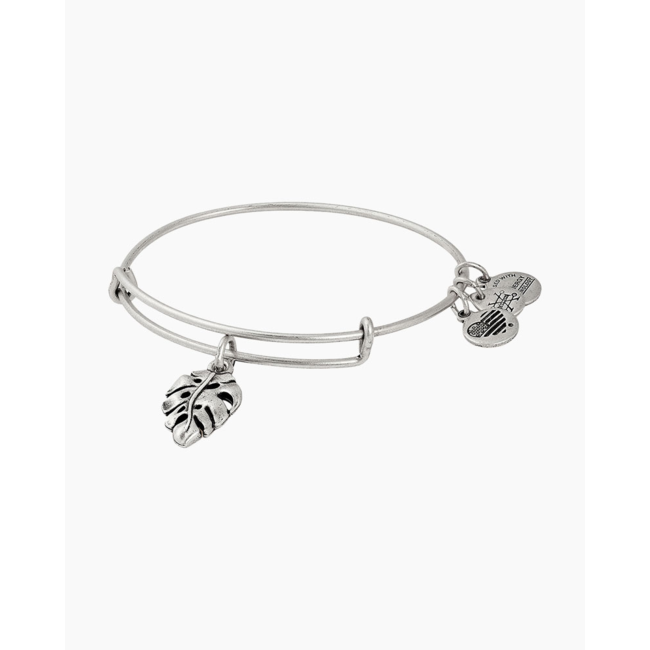 Palm Leaf Charm Bangle in Silver