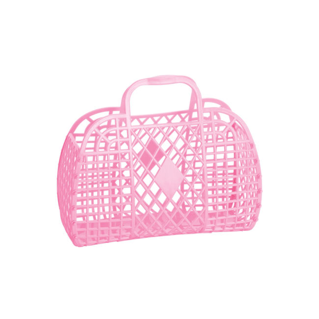 Small Retro Basket in Bubblegum Pink