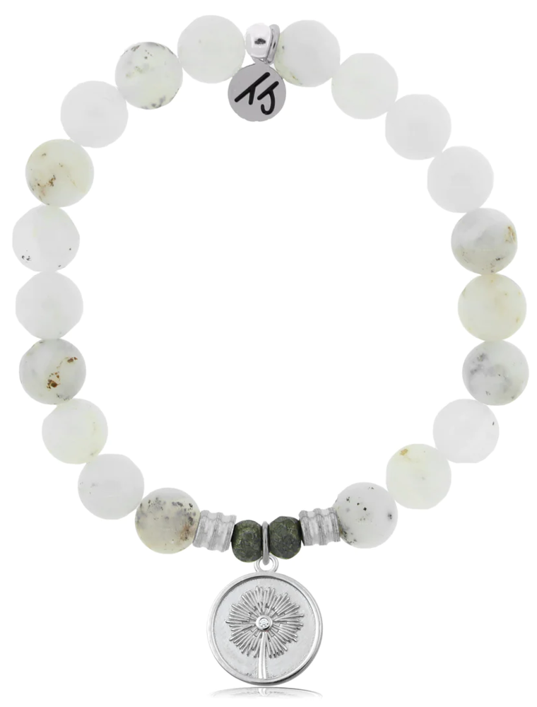 TJAZELLE Wish Bracelet in White Chalcedony & Silver