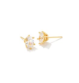 KENDRA SCOTT DESIGN Cailin Gold Crystal Stud Earrings in White Crystal