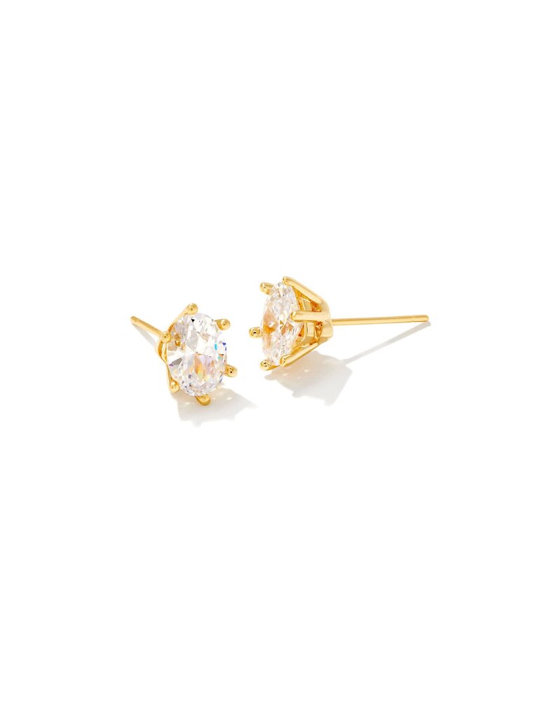 KENDRA SCOTT DESIGN Cailin Gold Crystal Stud Earrings in White Crystal