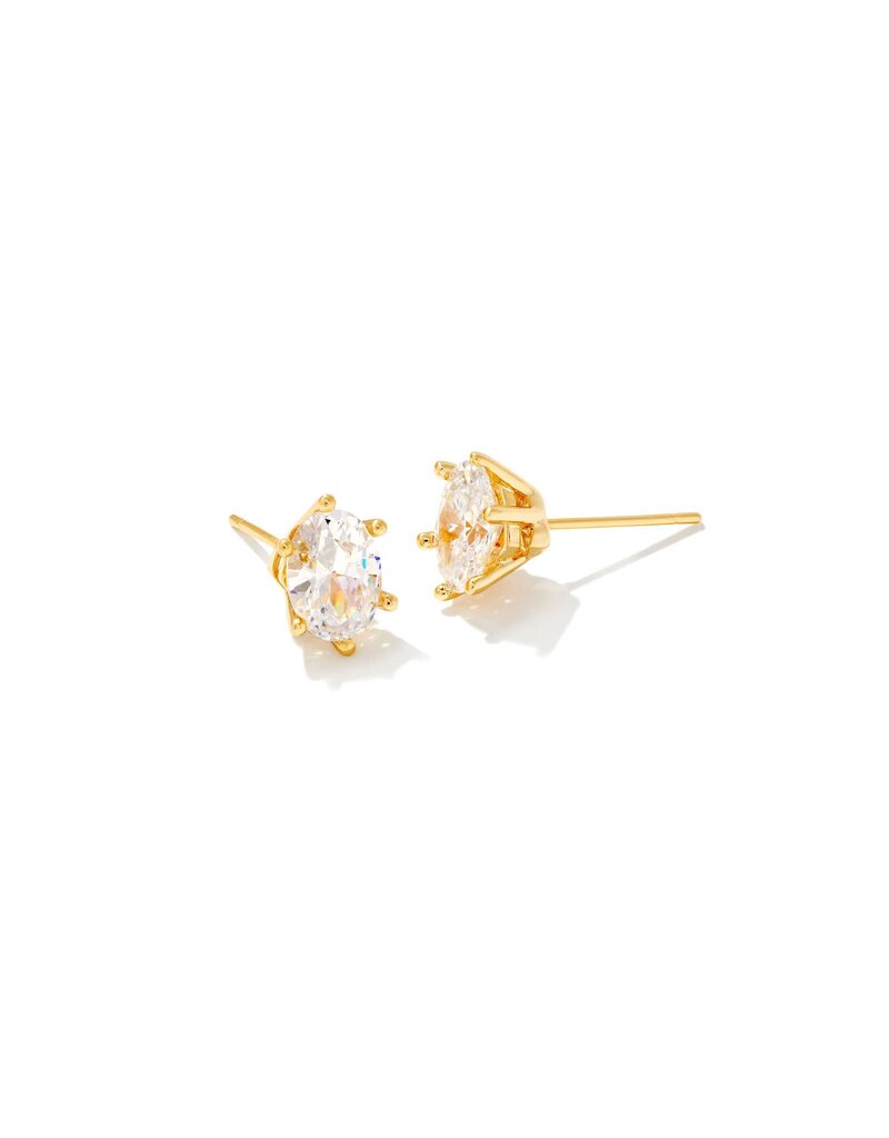 KENDRA SCOTT DESIGN Cailin Gold Crystal Stud Earrings in White Crystal
