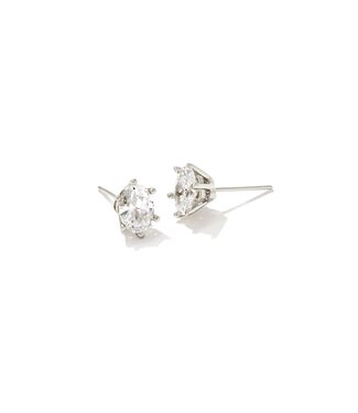 KENDRA SCOTT DESIGN Cailin Silver Crystal Stud Earrings in White Crystal