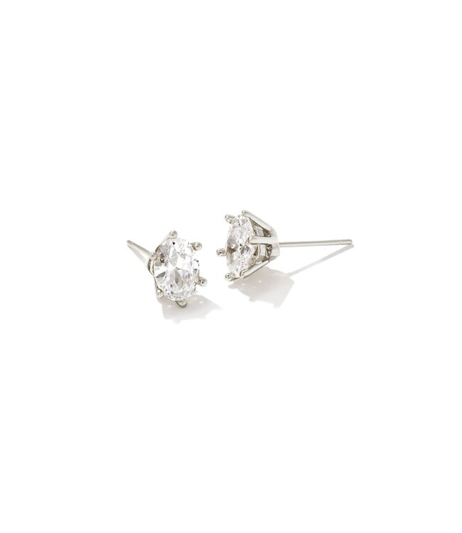 Cailin Silver Crystal Stud Earrings in White Crystal