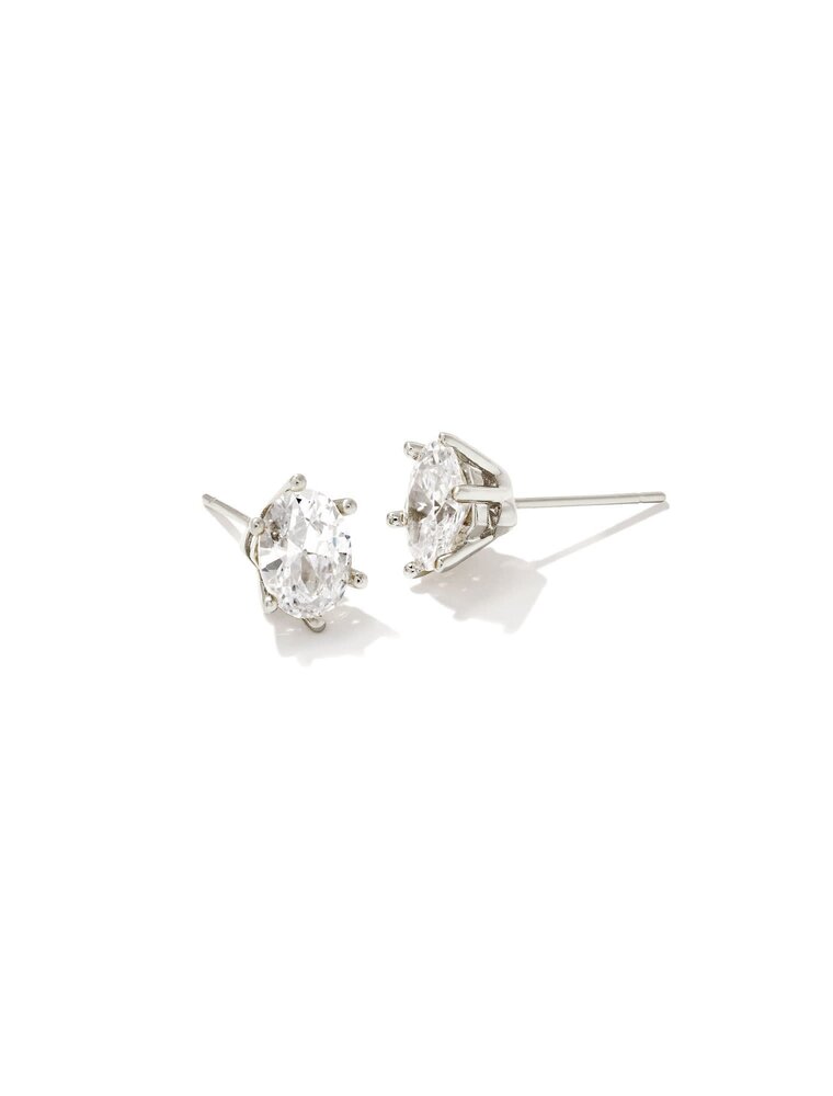 KENDRA SCOTT DESIGN Cailin Silver Crystal Stud Earrings in White Crystal