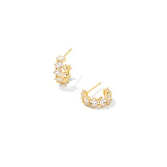 KENDRA SCOTT DESIGN Cailin Gold Crystal Huggie Earrings in White Crystal