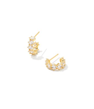 KENDRA SCOTT DESIGN Cailin Gold Crystal Huggie Earrings in White Crystal