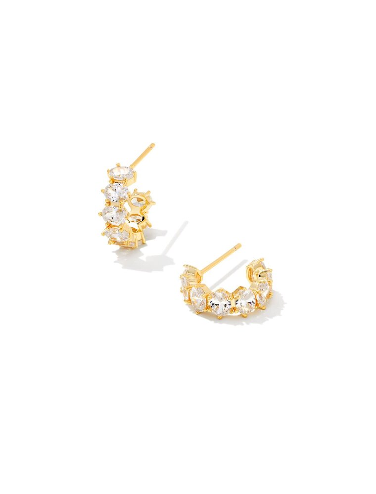 KENDRA SCOTT DESIGN Cailin Gold Crystal Huggie Earrings in White Crystal