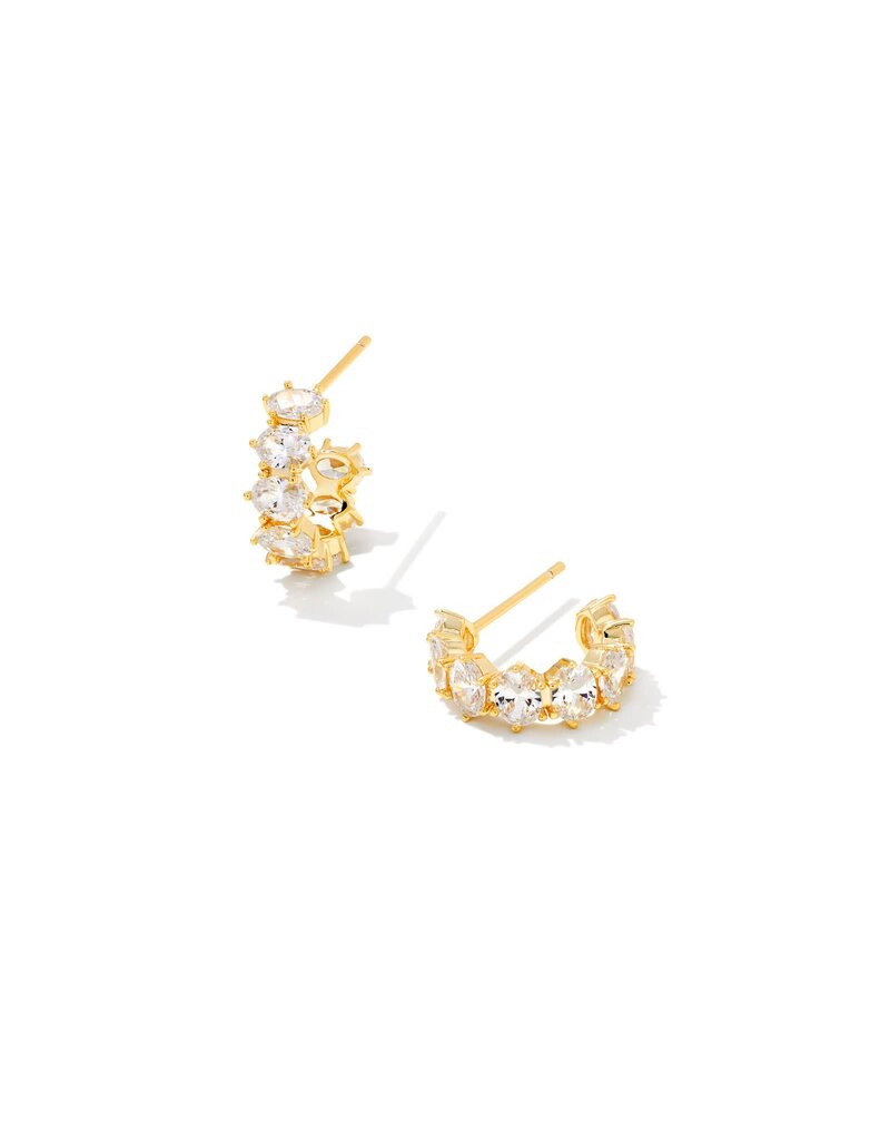 KENDRA SCOTT DESIGN Cailin Gold Crystal Huggie Earrings in White Crystal