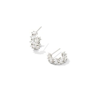 KENDRA SCOTT DESIGN Cailin Silver Crystal Huggie Earrings in White Crystal