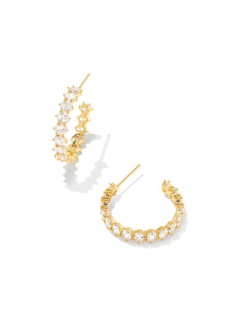 KENDRA SCOTT DESIGN Cailin Gold Crystal Hoop Earrings in White Crystal