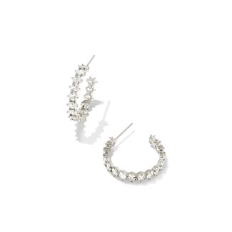 KENDRA SCOTT DESIGN Cailin Silver Crystal Hoop Earrings in White Crystal