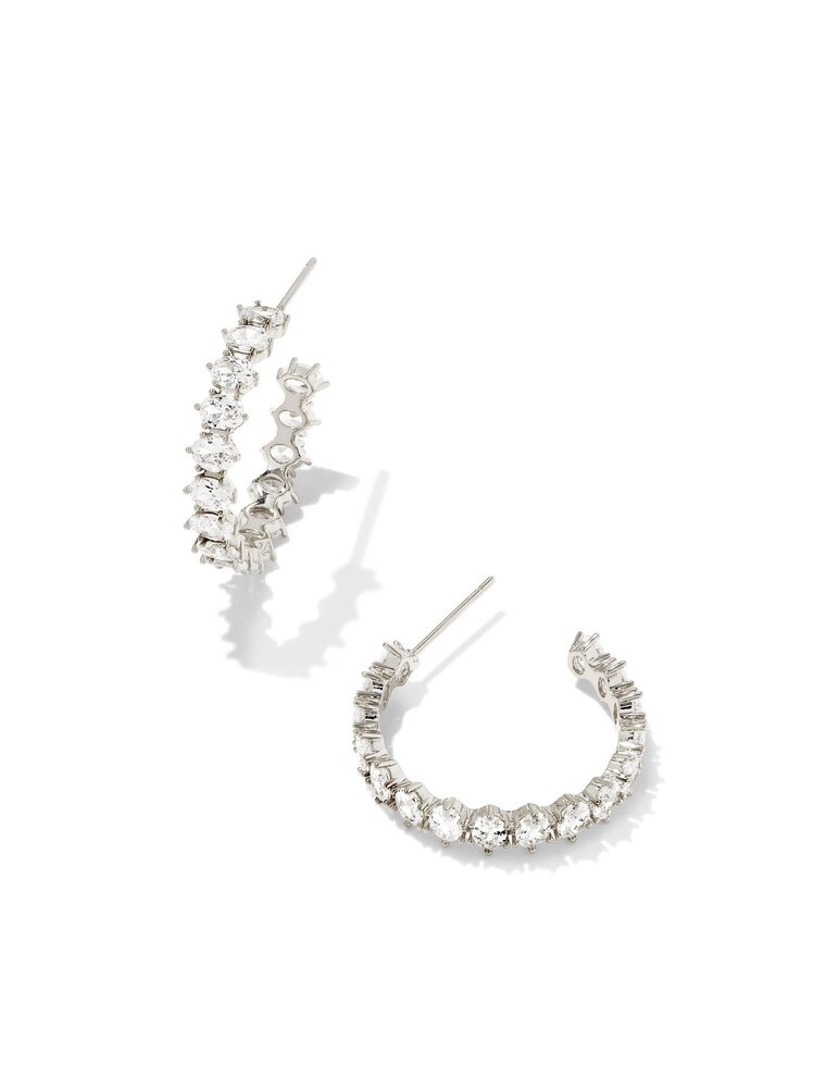 KENDRA SCOTT DESIGN Cailin Silver Crystal Hoop Earrings in White Crystal