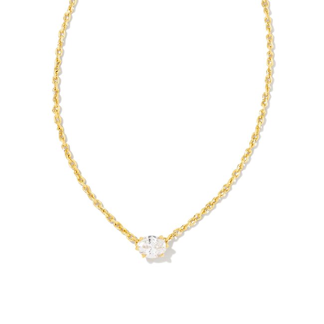 Cailin Gold Pendant Necklace in White Crystal