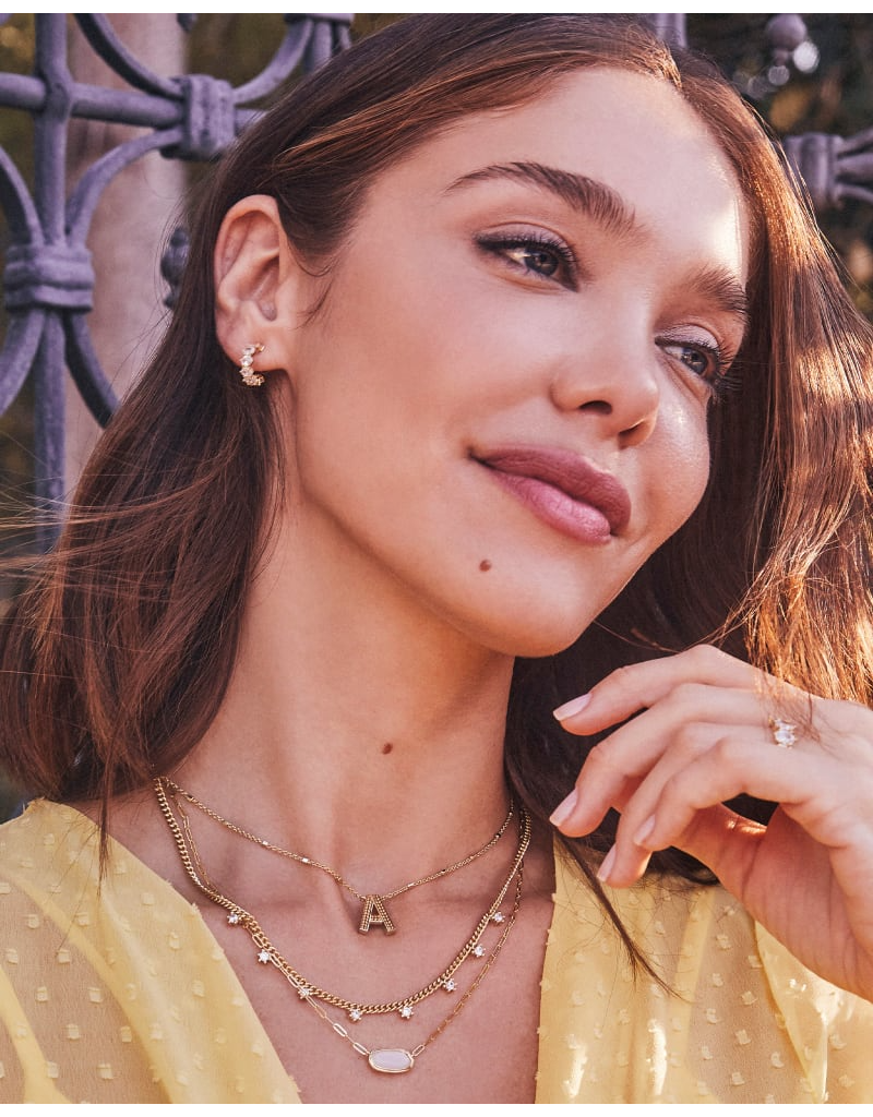 KENDRA SCOTT DESIGN Cailin Gold Crystal Huggie Earrings in White Crystal