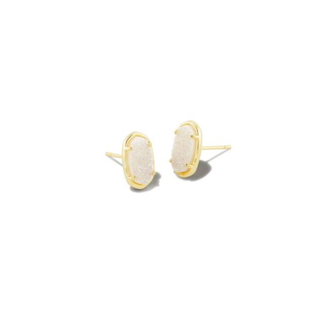 Grayson Gold Stud Earrings in Iridescent Drusy