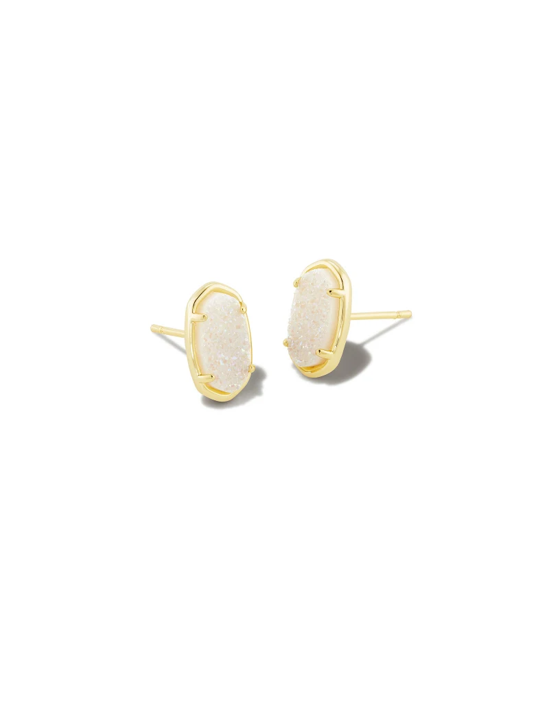 KENDRA SCOTT DESIGN Grayson Gold Stud Earrings in Iridescent Drusy