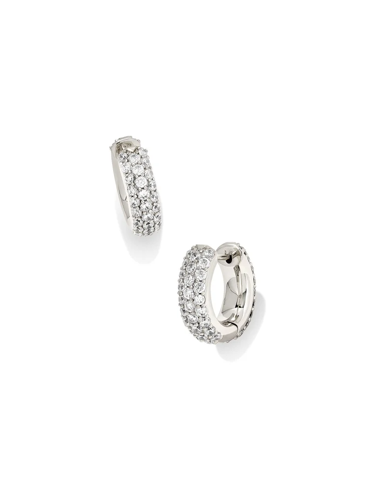 KENDRA SCOTT DESIGN Mikki Pave Huggie Earrings in Silver