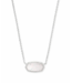 Elisa Silver Pendant Necklace in White Kyocera Opal