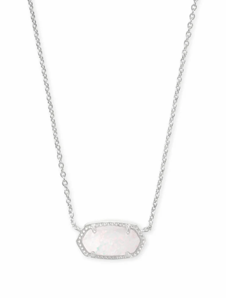 KENDRA SCOTT DESIGN Elisa Silver Pendant Necklace in White Kyocera Opal