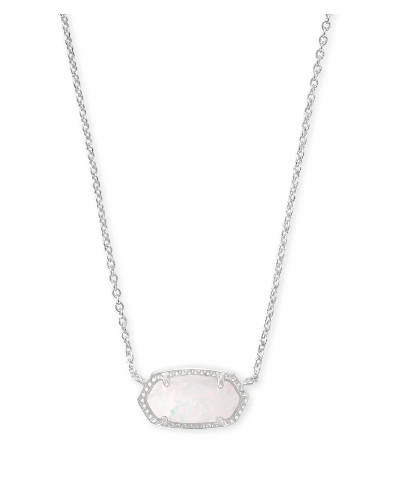 KENDRA SCOTT DESIGN Elisa Silver Pendant Necklace in White Kyocera Opal