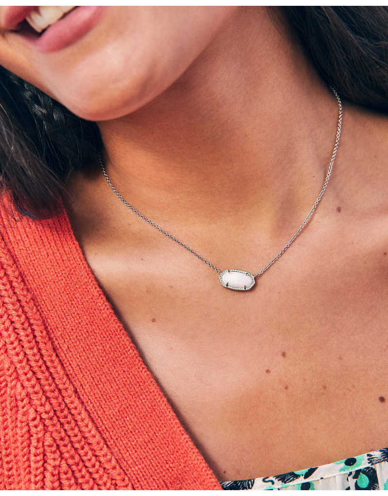 KENDRA SCOTT DESIGN Elisa Silver Pendant Necklace in White Kyocera Opal