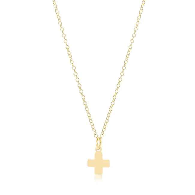 Gold 16" Necklace - Small Signature Cross Necklace