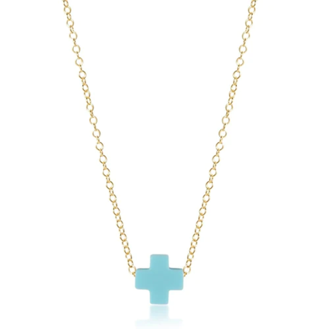 Gold 16" Necklace - Turquoise Signature Cross