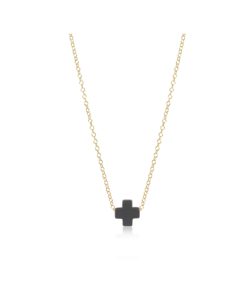 ENEWTON DESIGN Gold 16" Necklace - Charcoal Grey Signature Cross