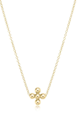 ENEWTON DESIGN Gold 16" Necklace - Classic 3mm Beaded Signature Cross Charm