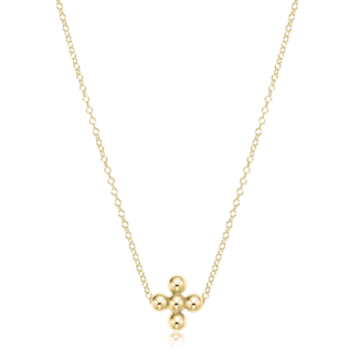 ENEWTON DESIGN Gold 16" Necklace - Classic 3mm Beaded Signature Cross Charm