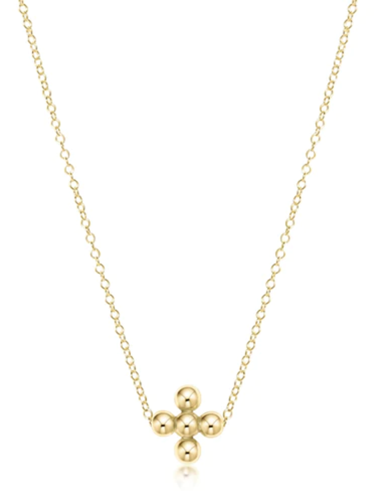 ENEWTON DESIGN Gold 16" Necklace - Classic 3mm Beaded Signature Cross Charm