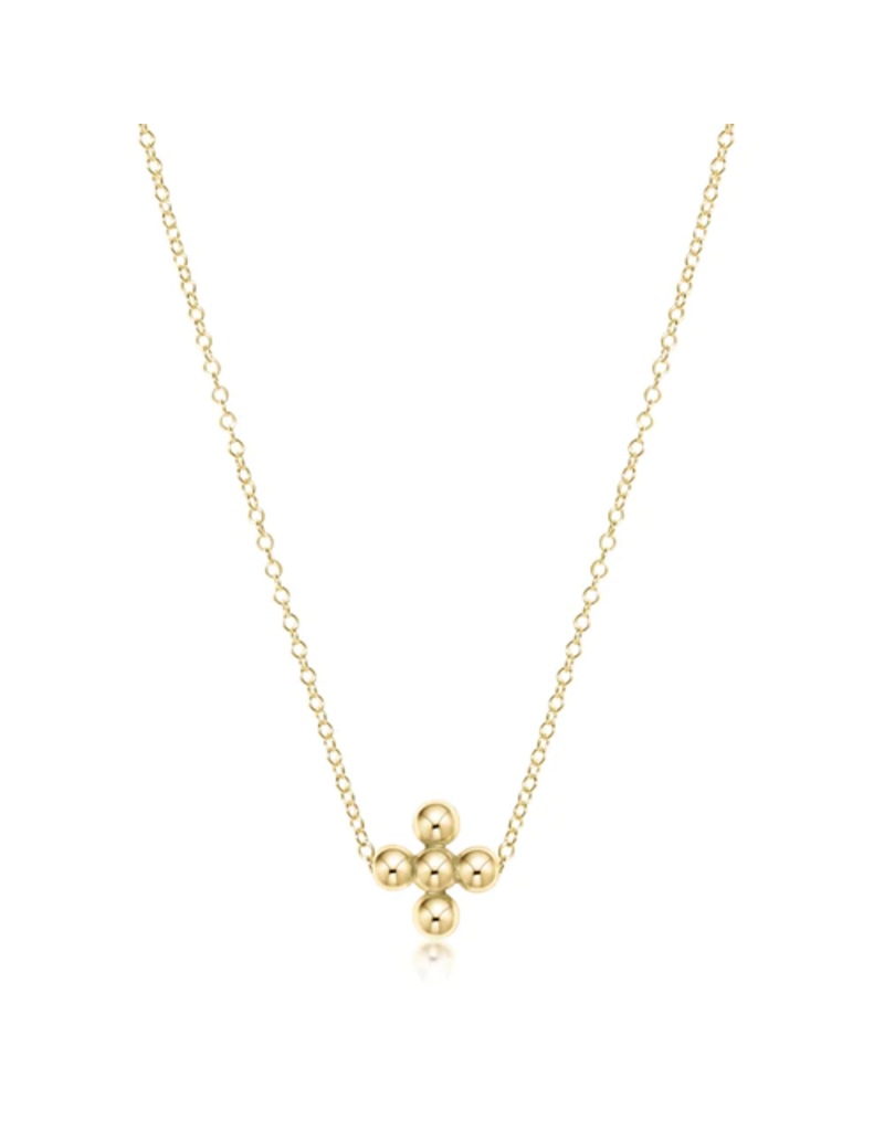 ENEWTON DESIGN Gold 16" Necklace - Classic 3mm Beaded Signature Cross Charm