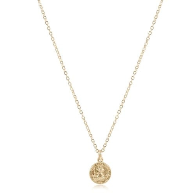 Gold 16" Necklace - Protection Disc Charm