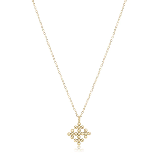 Gold 16" Necklace - Classic Beaded Signature Cross Encompass Charm