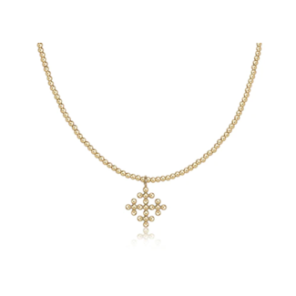 ENEWTON DESIGN Gold Classic 2mm Bead Chain 17" Choker Necklace - Beaded Signature Cross Encompass Charm