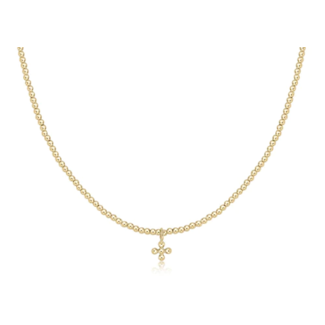 ENEWTON DESIGN Gold Classic 2mm Bead Chain 17" Choker Necklace - Small Beaded Signature Cross Charm