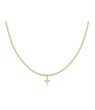 ENEWTON DESIGN Gold Classic 2mm Bead Chain 17" Choker Necklace - Small Beaded Signature Cross Charm