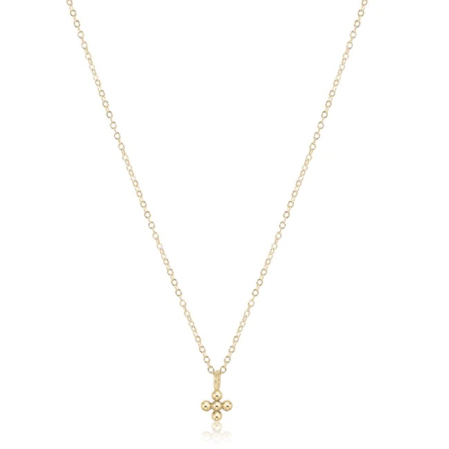 Gold 16" Necklace - Small Beaded Signature Cross Charm