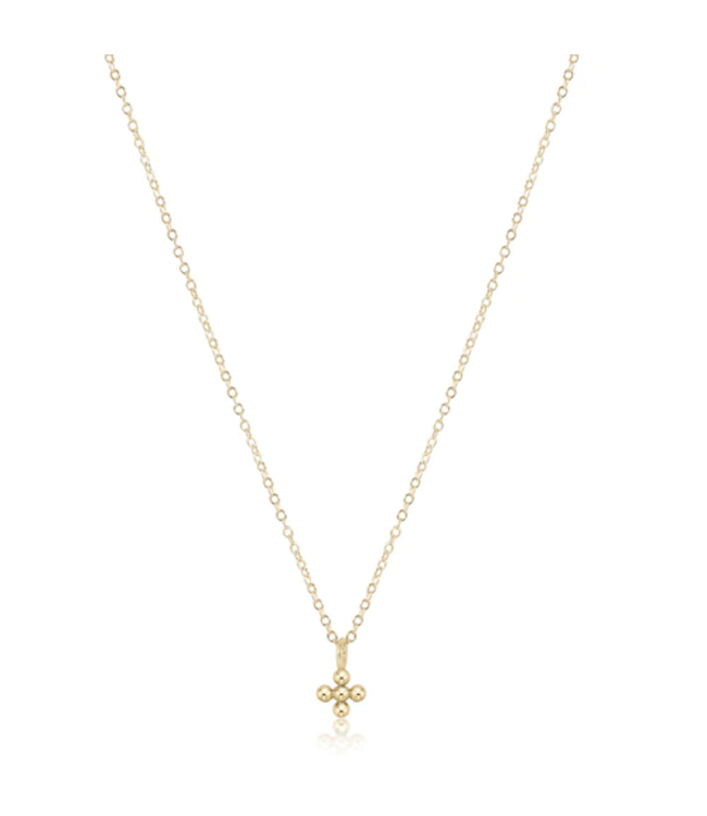 Gold 16" Necklace - Small Beaded Signature Cross Charm