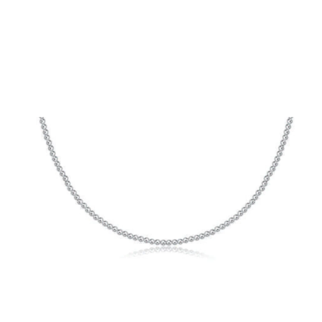 Classic 2mm Bead Chain 15" Choker Necklace - Silver