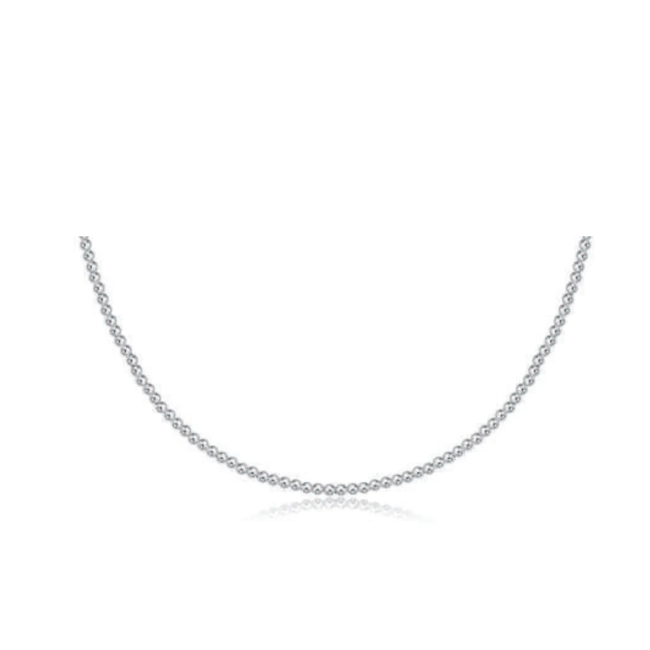 Classic 2mm Bead Chain 17" Choker Necklace - Silver