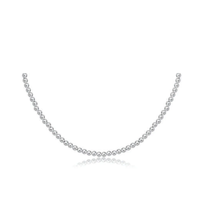 Classic 3mm Bead Chain 15" Choker Necklace - Silver