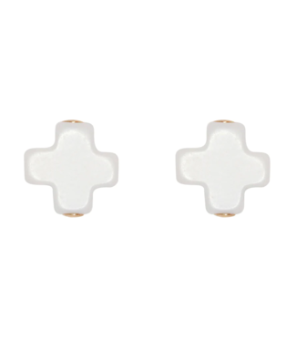 ENEWTON DESIGN Signature Cross Stud Earrings - Off White/Gold