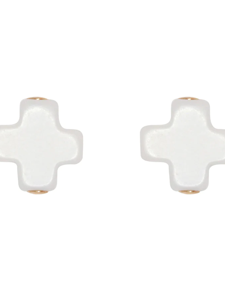 ENEWTON DESIGN Signature Cross Stud Earrings - Off White/Gold