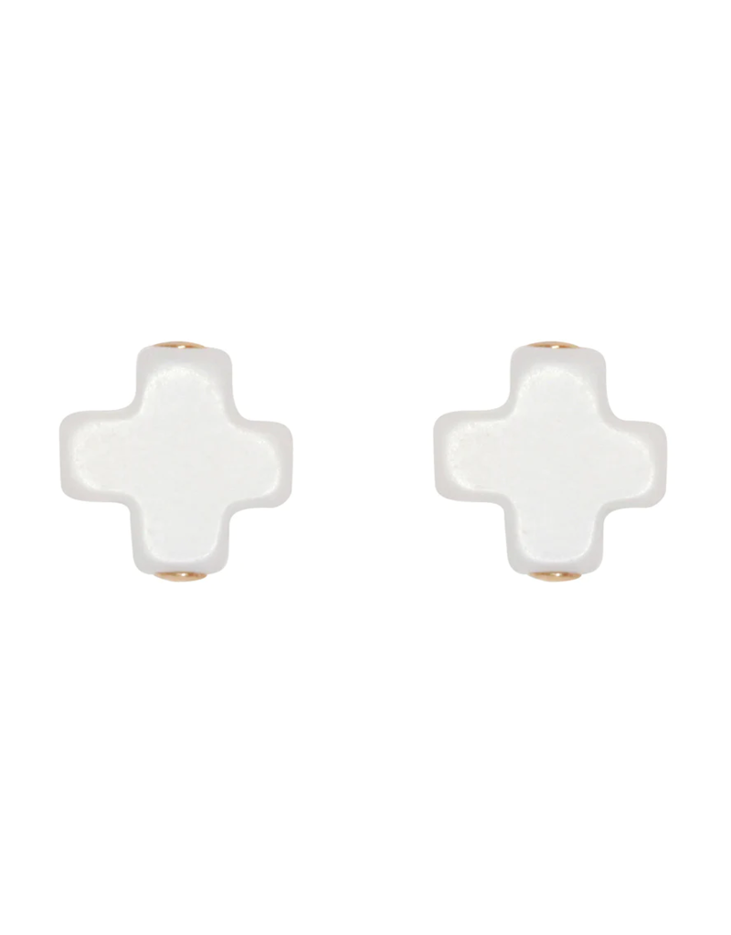 ENEWTON DESIGN Signature Cross Stud Earrings - Off White/Gold