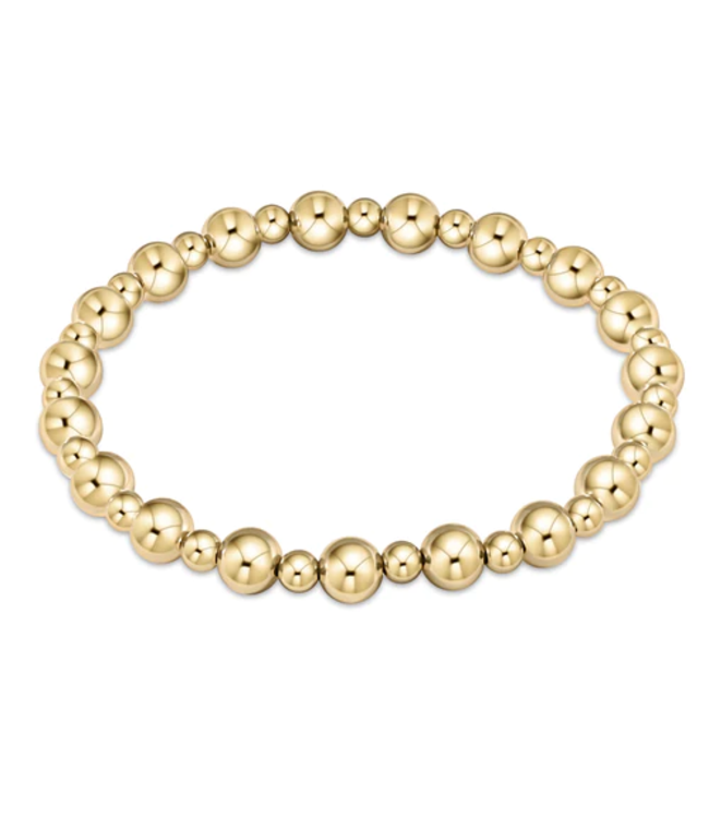 Classic Grateful Pattern 6mm Bead Bracelet - Gold