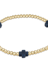 ENEWTON DESIGN Signature Cross Gold Pattern 3mm Bead Bracelet - Navy
