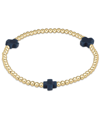 ENEWTON DESIGN Signature Cross Gold Pattern 3mm Bead Bracelet - Navy